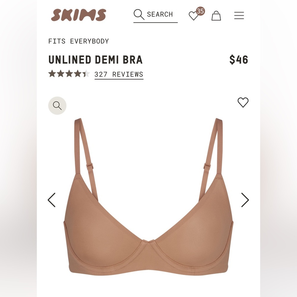 Skims Unlined Demi 34D in Sienna